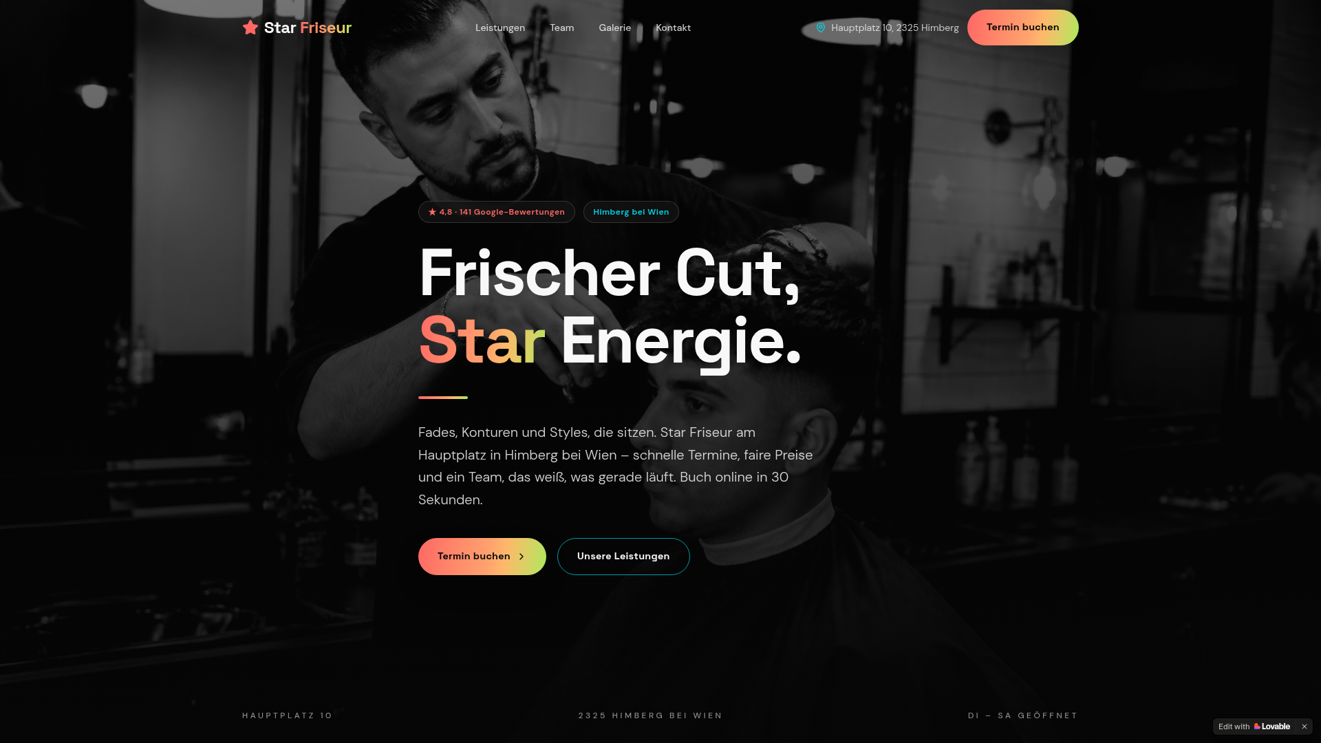 Musterprojekt einer Barbershop-Website mit Online-Terminbuchung