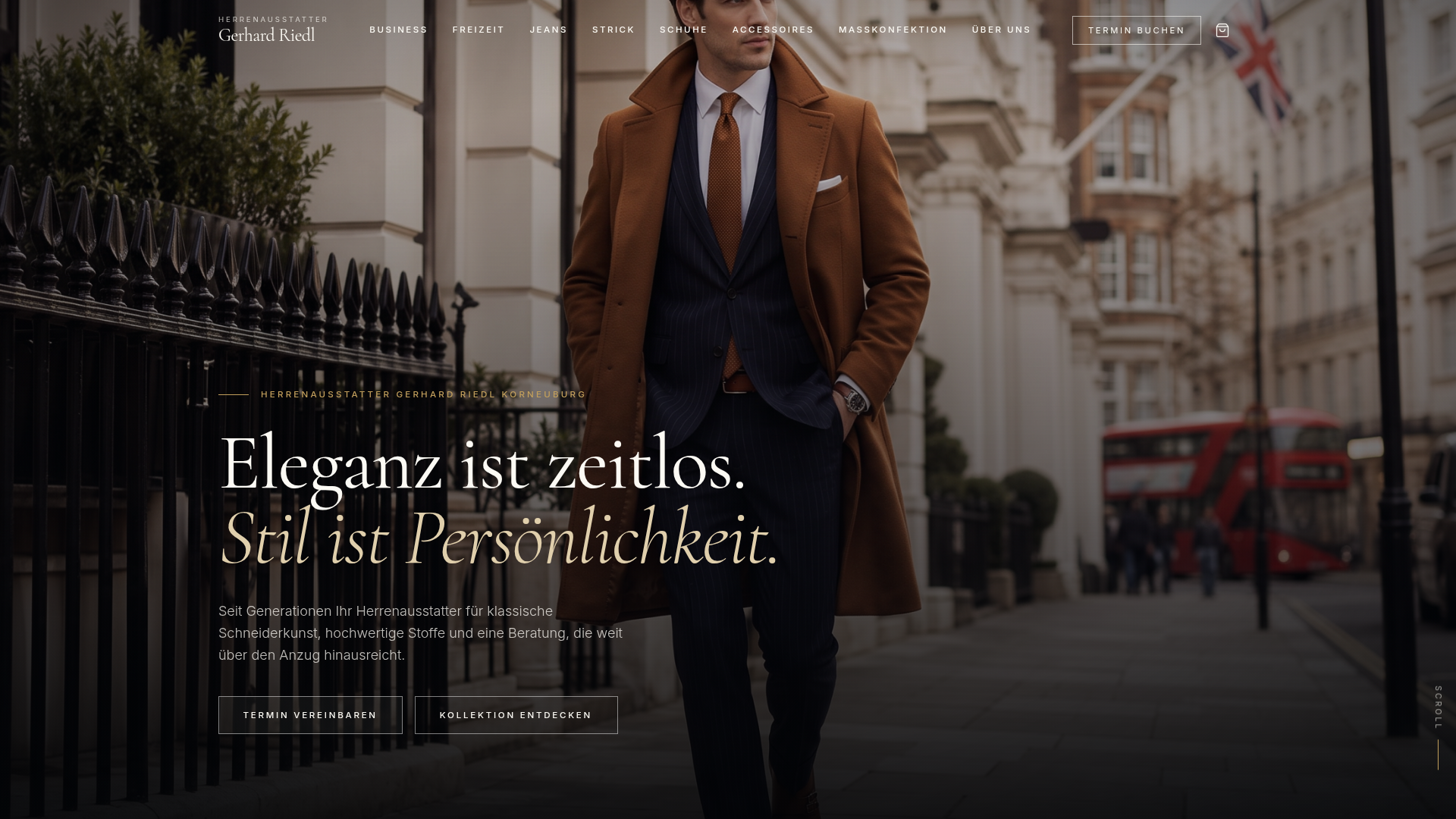 Musterprojekt einer Premium-Website für Herrenmode und Boutique